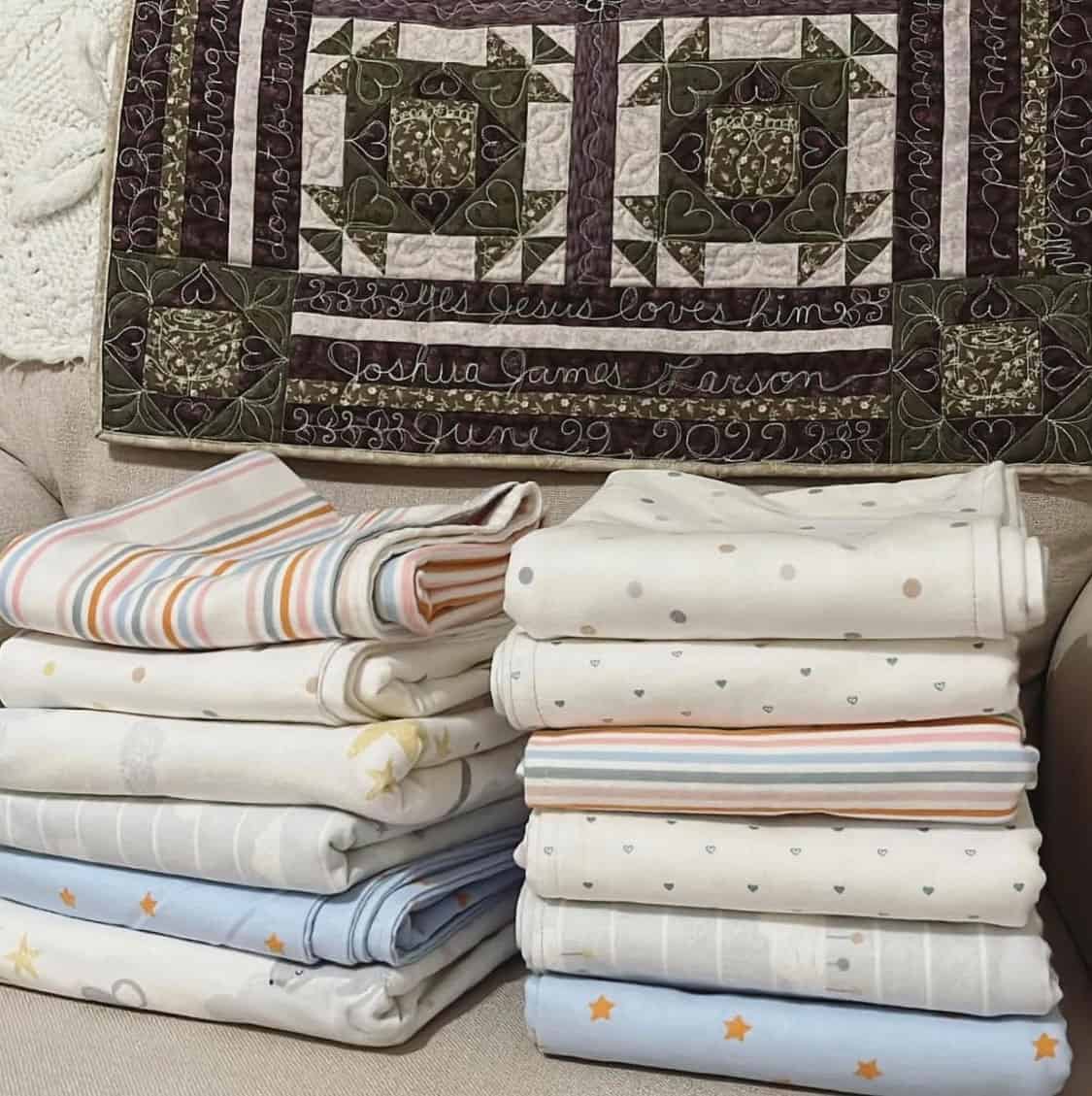 Blankets sewn by Krista, ready to ship to Uganda